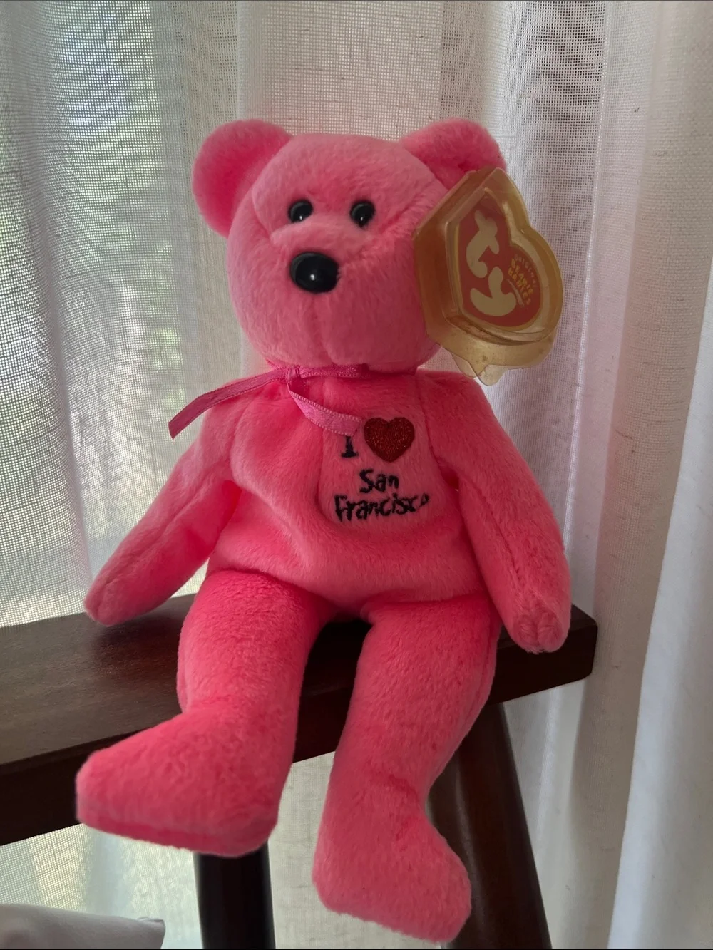Ty Beanie Babies San Francisco Pink Teddy Bear Plush 2004 Souvenir w/ Tag 8”